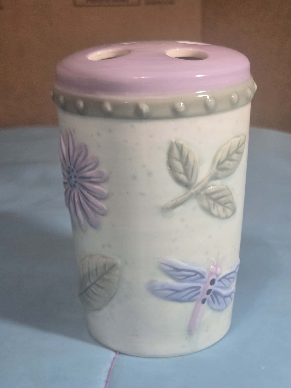 Ceramic Lavender Floral Toothbrush Holder - Unbranded
